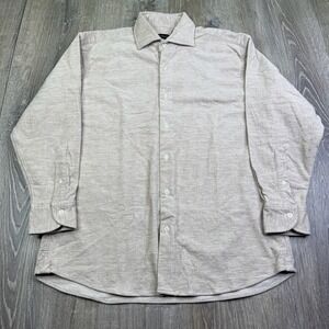 Proper Cloth Mens Albini Beige Melange Fine Stretch Corduroy Dress Shirt Sz 15.5